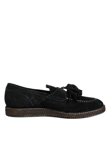 Dolce & Gabbana Black Suede Tassel Embellished Loafers Shoes - Beyzy Store - Dolce & Gabbana