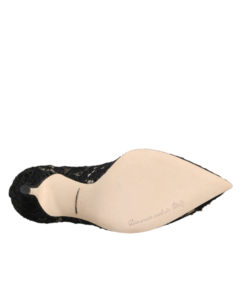 Dolce & Gabbana Black Taormina Lace DEVOTION Pumps Shoes - Beyzy Store - Dolce & Gabbana