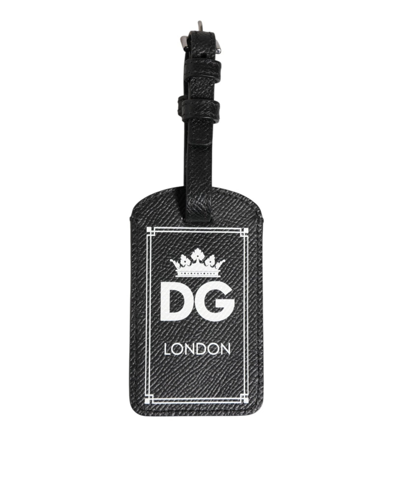 Dolce & Gabbana Black Textured Leather DG Logo Travel Luggage Tag Keyring - Beyzy Store - Dolce & Gabbana