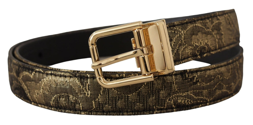 Dolce & Gabbana Black Two - toned Leather Gold Engraved Buckle Belt - Beyzy Store - Dolce & Gabbana