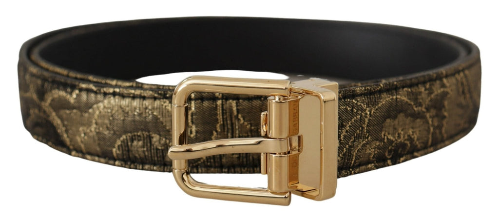 Dolce & Gabbana Black Two - toned Leather Gold Engraved Buckle Belt - Beyzy Store - Dolce & Gabbana