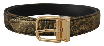 Dolce & Gabbana Black Two - toned Leather Gold Engraved Buckle Belt - Beyzy Store - Dolce & Gabbana