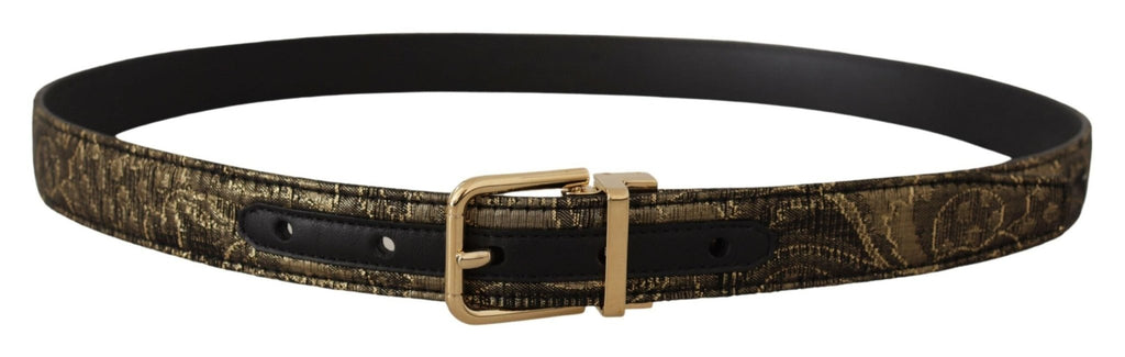 Dolce & Gabbana Black Two - toned Leather Gold Engraved Buckle Belt - Beyzy Store - Dolce & Gabbana