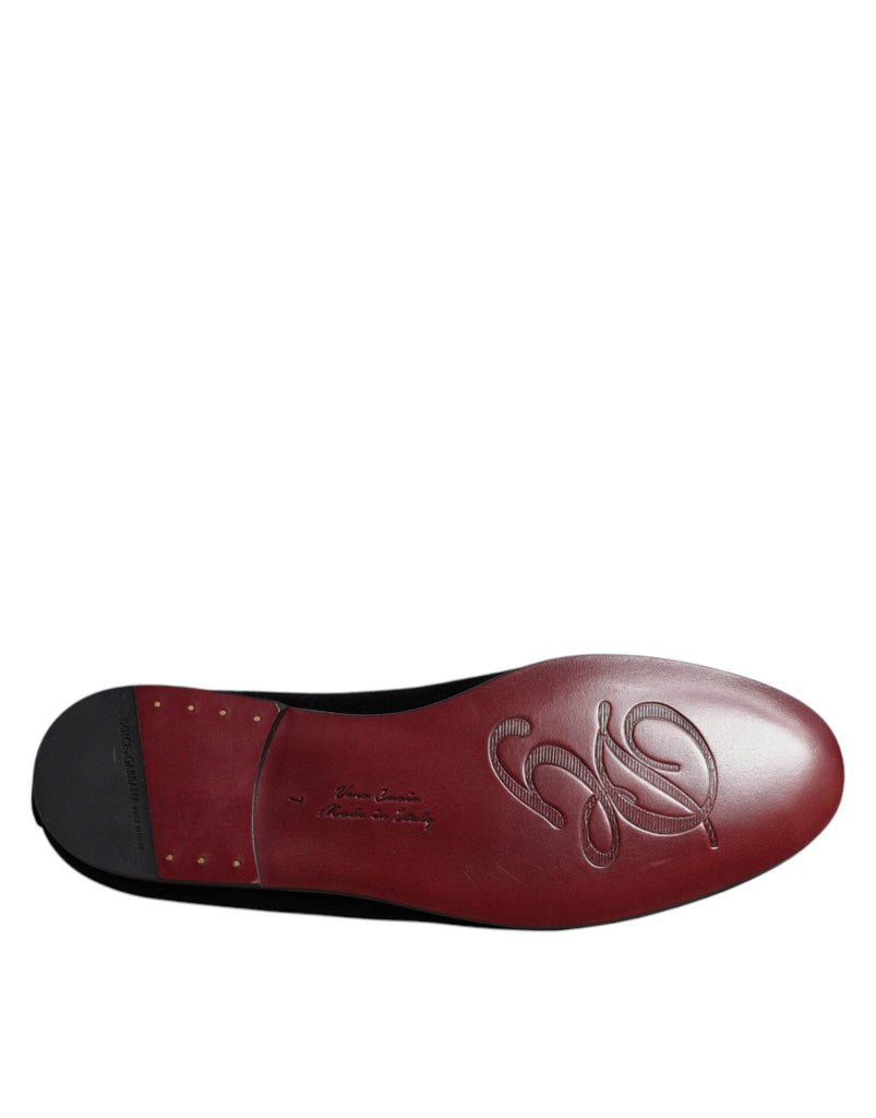 Dolce & Gabbana Black Velvet Crystal Crown Loafers Formal Dress Shoes - Beyzy Store - Dolce & Gabbana