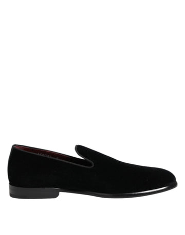 Dolce & Gabbana Black Velvet Loafers Formal Men Dress Shoes - Beyzy Store - Dolce & Gabbana