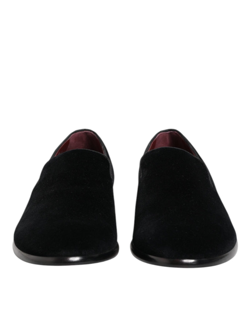 Dolce & Gabbana Black Velvet Loafers Formal Men Dress Shoes - Beyzy Store - Dolce & Gabbana