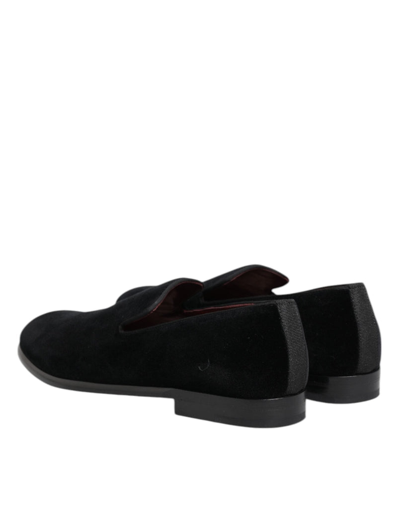 Dolce & Gabbana Black Velvet Loafers Formal Men Dress Shoes - Beyzy Store - Dolce & Gabbana