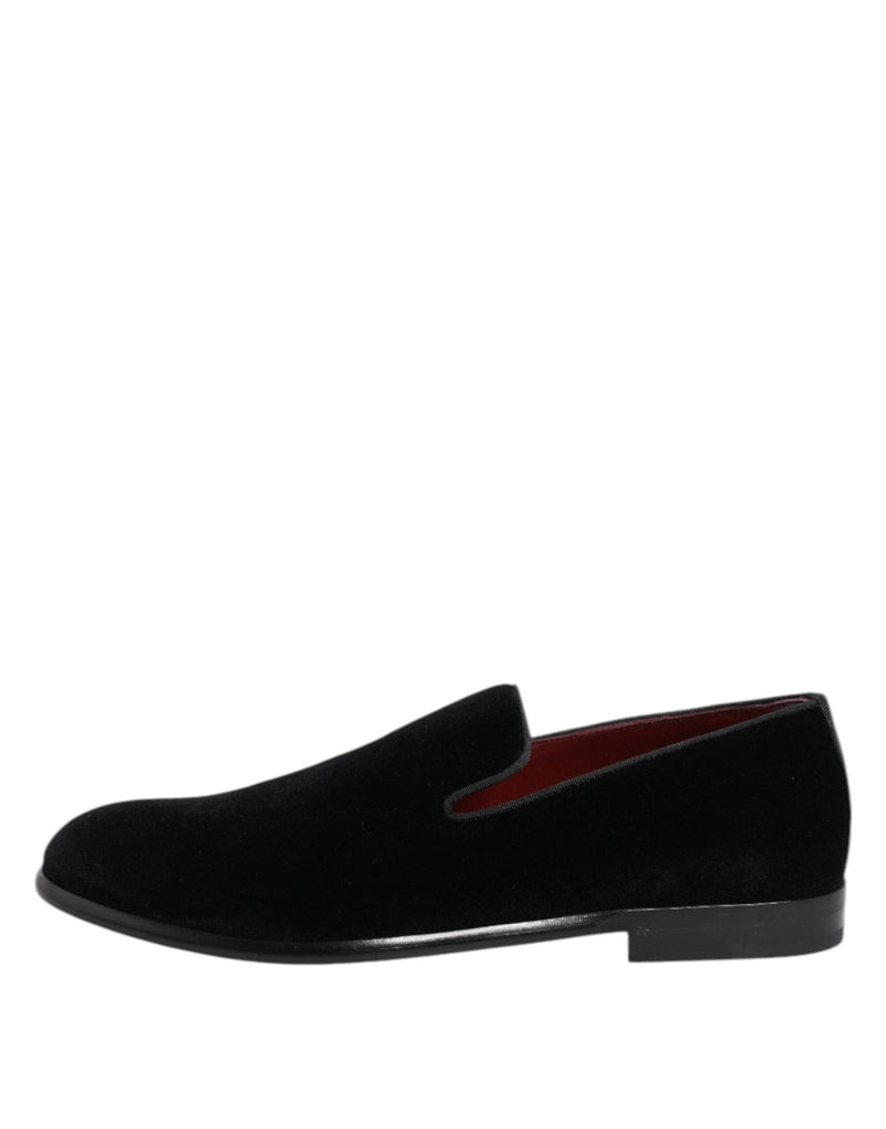 Dolce & Gabbana Black Velvet Loafers Formal Men Dress Shoes - Beyzy Store - Dolce & Gabbana