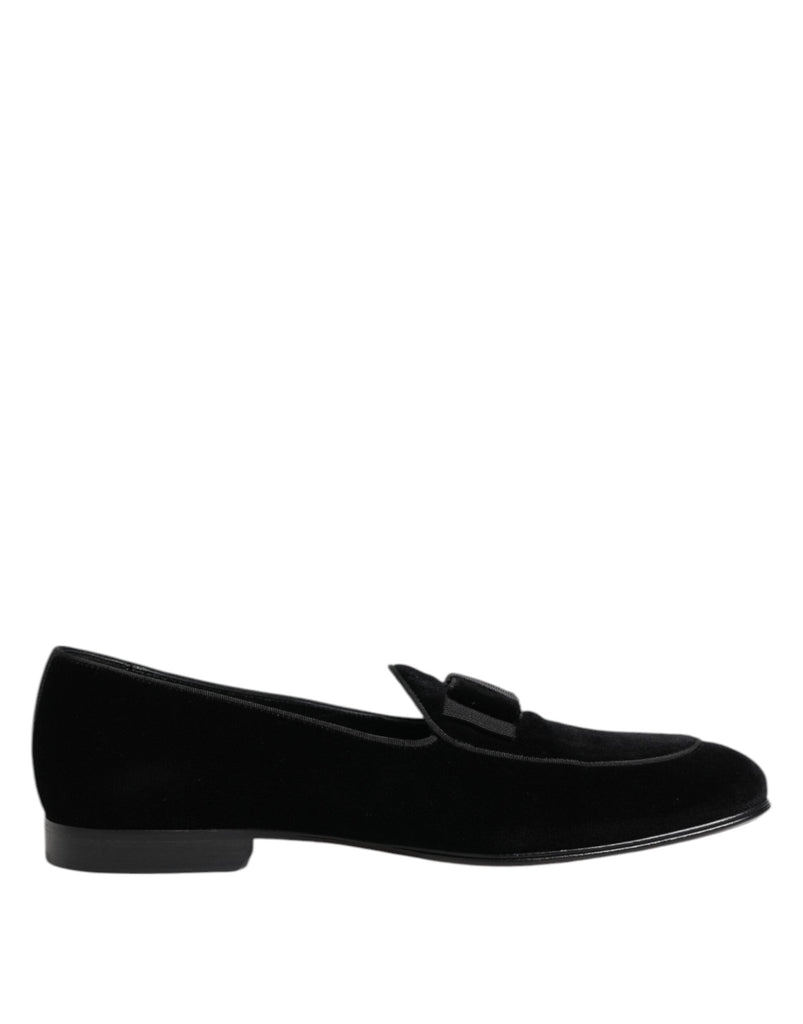 Dolce & Gabbana Black Velvet Loafers Formal Men Dress Shoes - Beyzy Store - Dolce & Gabbana