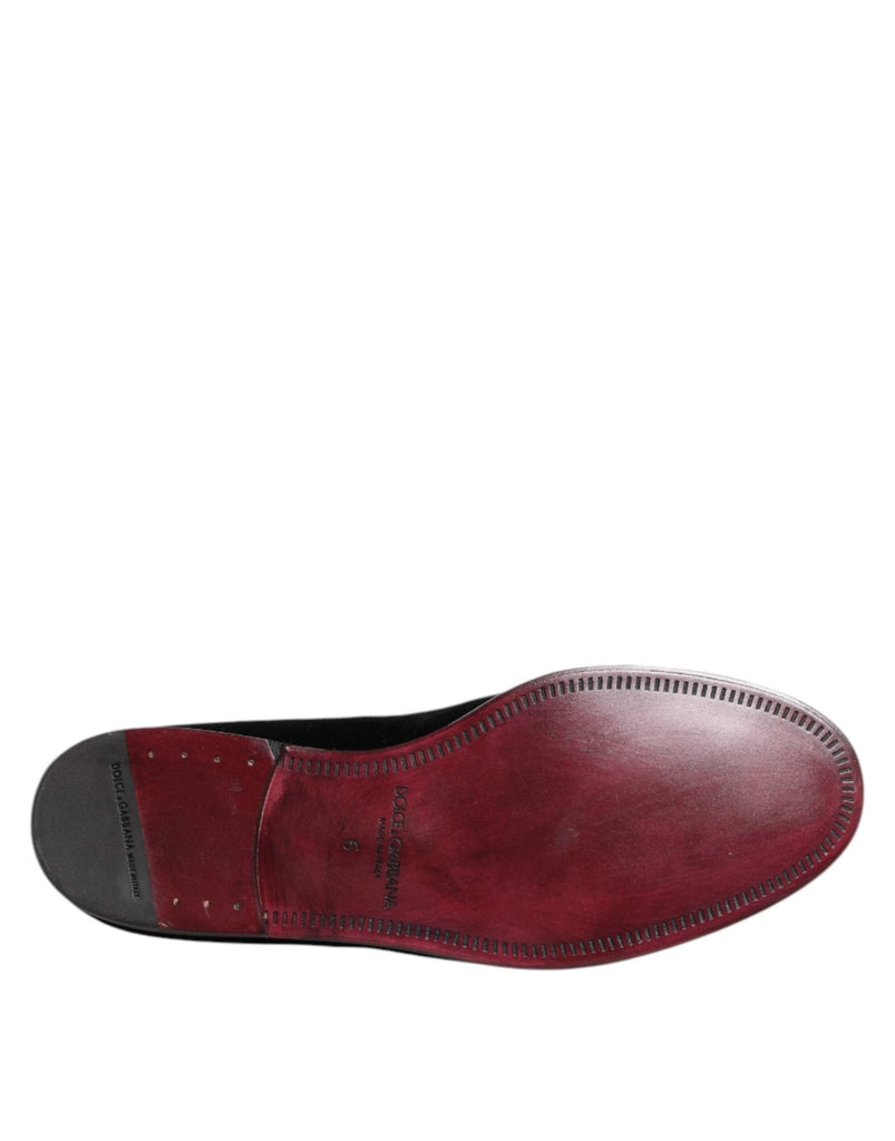 Dolce & Gabbana Black Velvet Loafers Formal Men Dress Shoes - Beyzy Store - Dolce & Gabbana