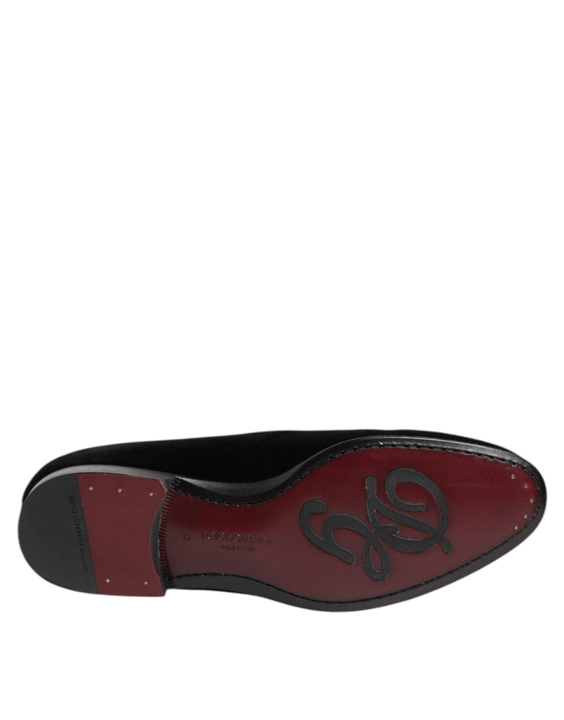 Dolce & Gabbana Black Velvet Loafers Formal Men Dress Shoes - Beyzy Store - Dolce & Gabbana