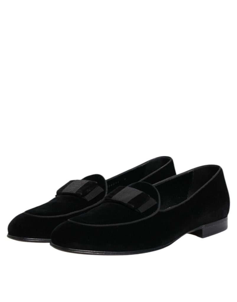 Dolce & Gabbana Black Velvet Loafers Formal Men Dress Shoes - Beyzy Store - Dolce & Gabbana