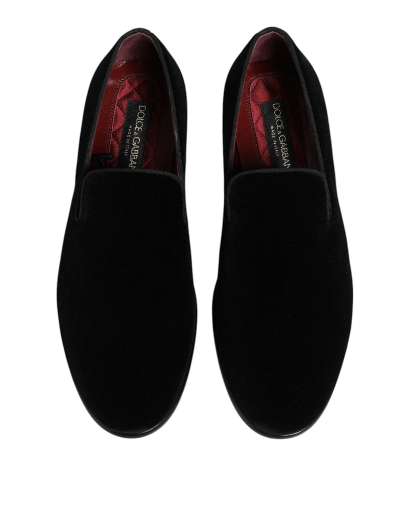 Dolce & Gabbana Black Velvet Loafers Formal Men Dress Shoes - Beyzy Store - Dolce & Gabbana