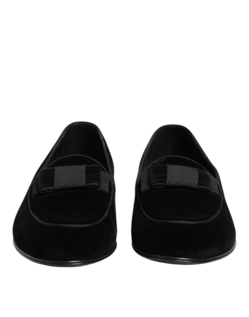 Dolce & Gabbana Black Velvet Loafers Formal Men Dress Shoes - Beyzy Store - Dolce & Gabbana