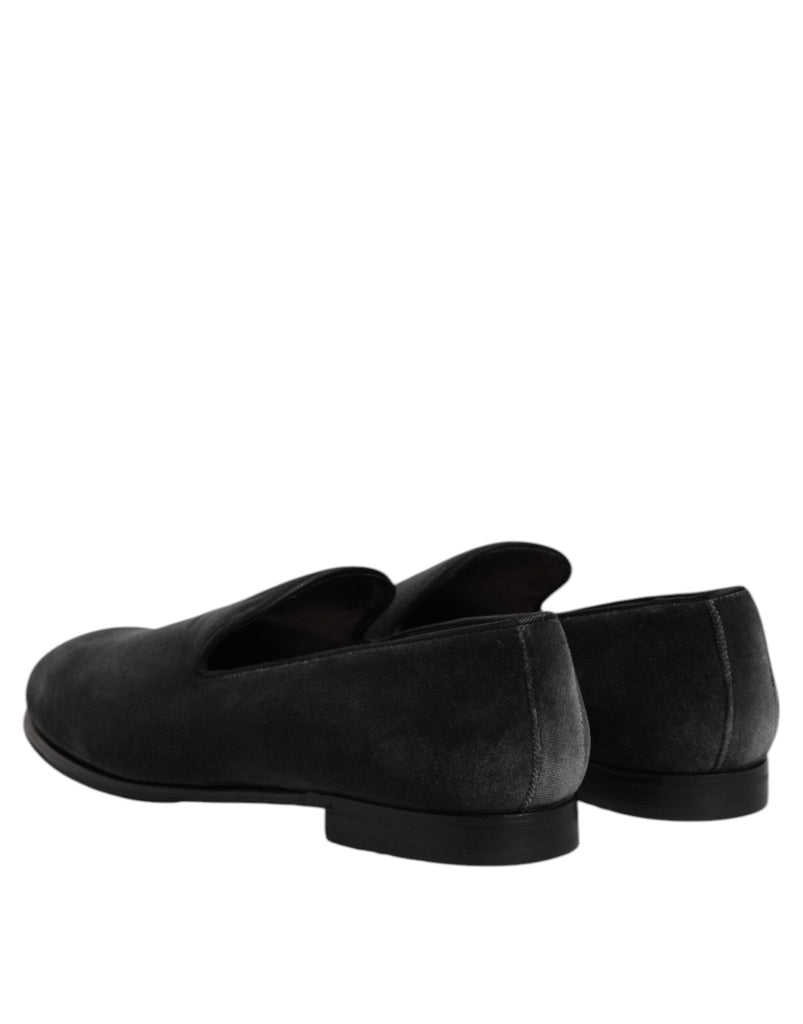 Dolce & Gabbana Black Velvet Slip On Loafers Formal Shoes - Beyzy Store - Dolce & Gabbana