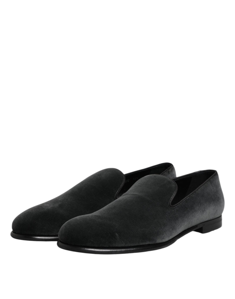 Dolce & Gabbana Black Velvet Slip On Loafers Formal Shoes - Beyzy Store - Dolce & Gabbana