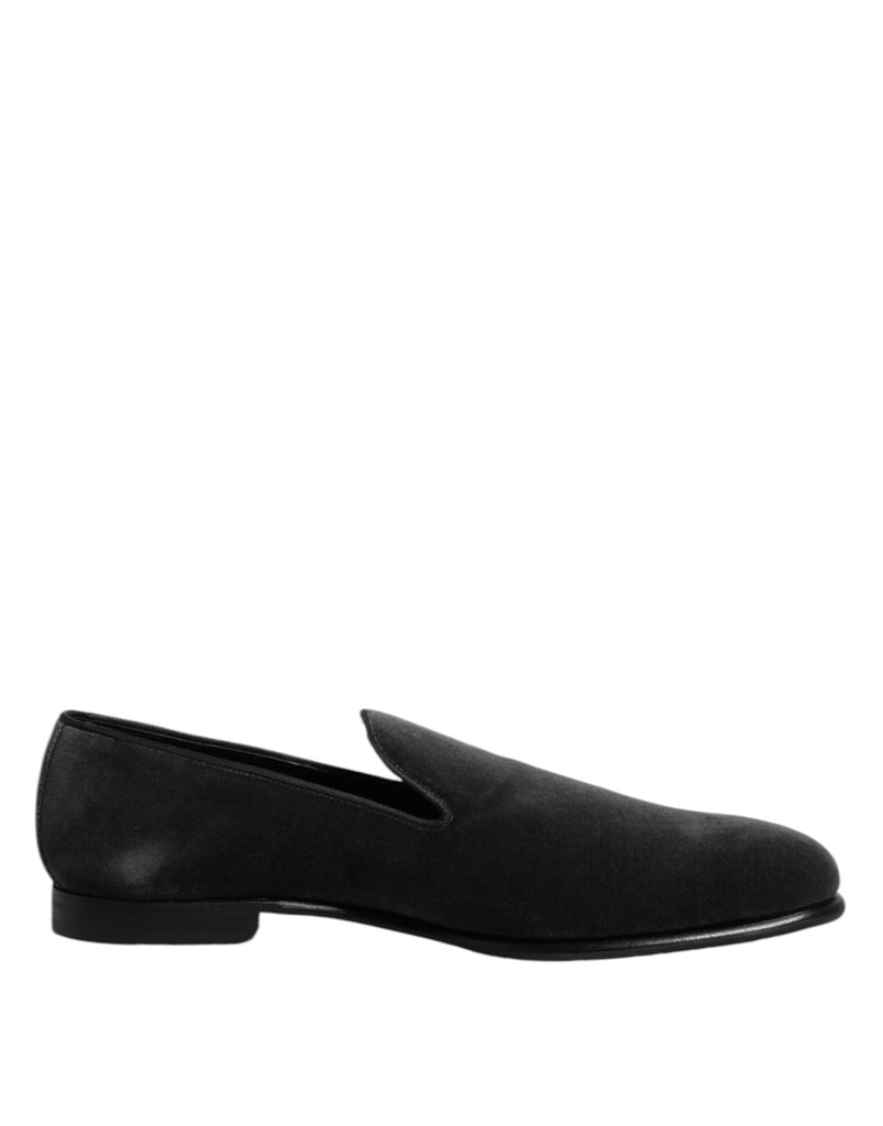Dolce & Gabbana Black Velvet Slip On Loafers Formal Shoes - Beyzy Store - Dolce & Gabbana