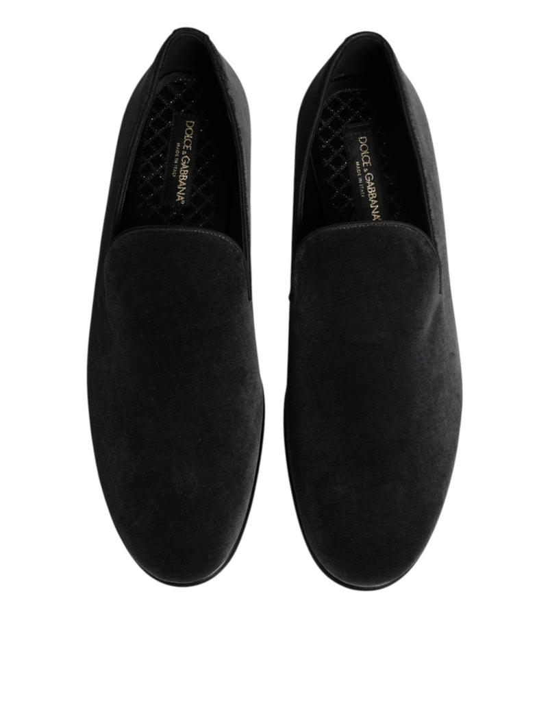 Dolce & Gabbana Black Velvet Slip On Loafers Formal Shoes - Beyzy Store - Dolce & Gabbana