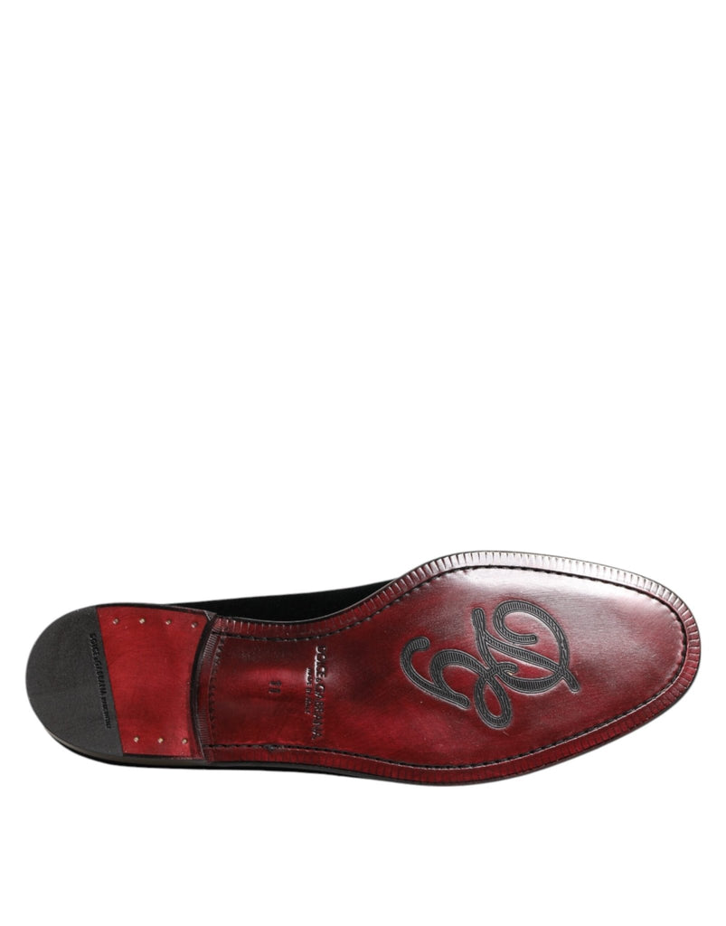 Dolce & Gabbana Black Velvet Slip On Loafers Men Formal Shoes - Beyzy Store - Dolce & Gabbana