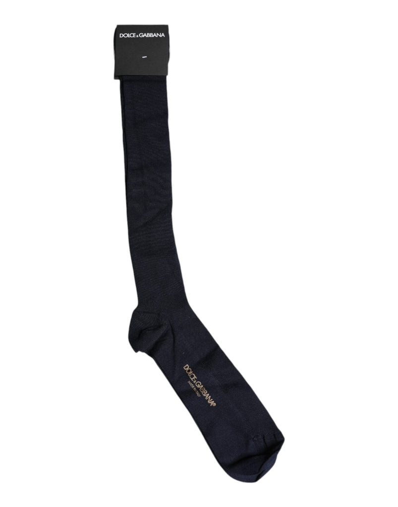 Dolce & Gabbana Black Viscose Logo Over The Calf Socks - Beyzy Store - Dolce & Gabbana