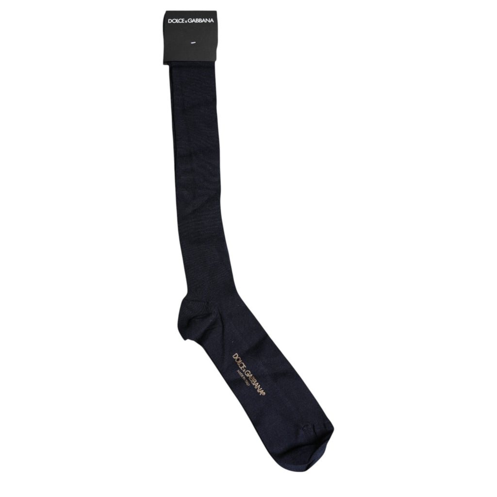 Dolce & Gabbana Black Viscose Logo Over The Calf Socks - Beyzy Store - Dolce & Gabbana
