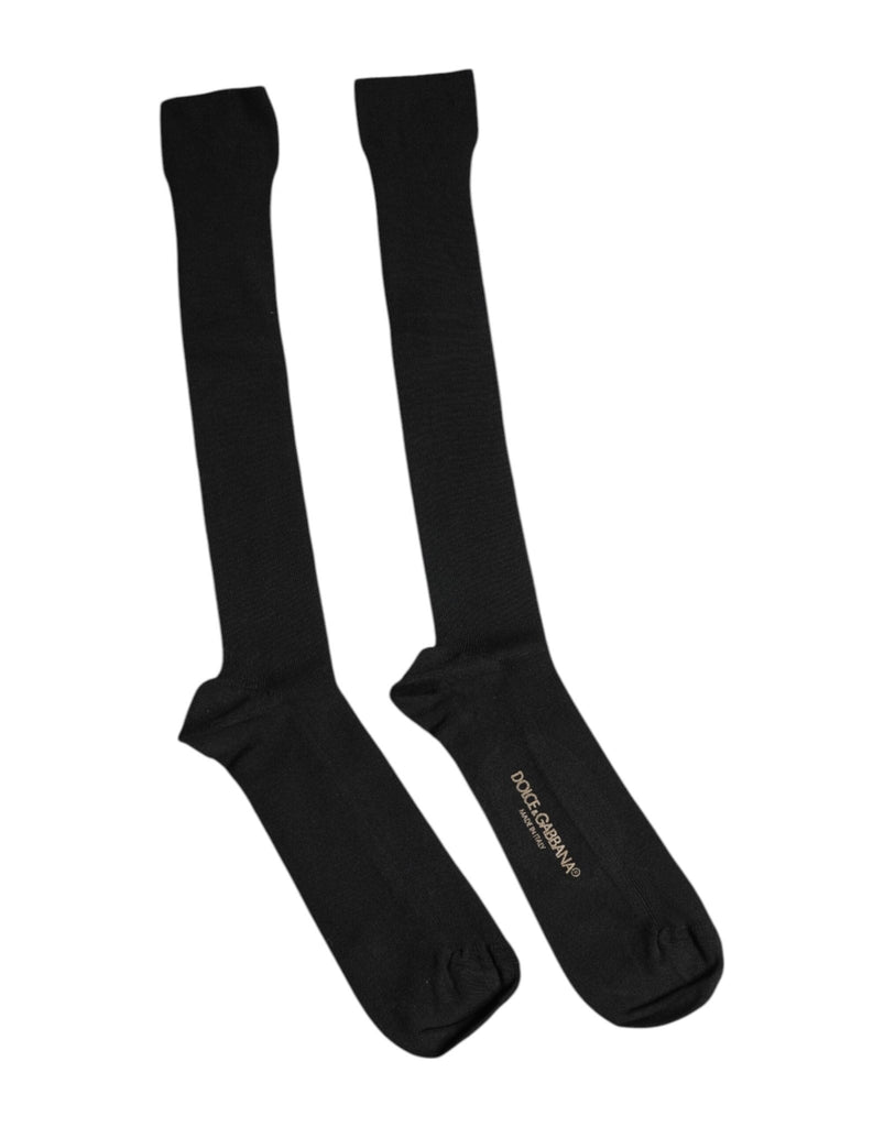 Dolce & Gabbana Black Viscose Logo Over The Calf Socks - Beyzy Store - Dolce & Gabbana