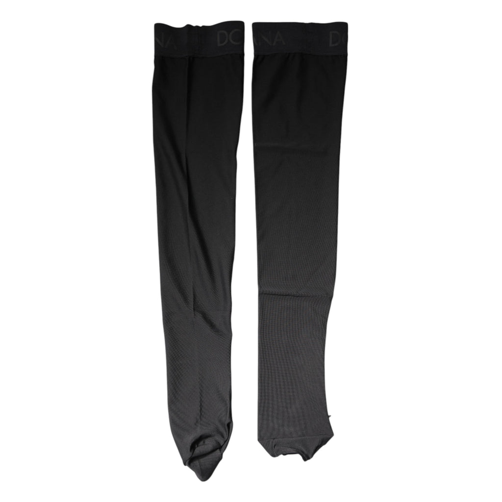 Dolce & Gabbana Black Viscose Stretch Over Calf Stockings Socks - Beyzy Store - Dolce & Gabbana