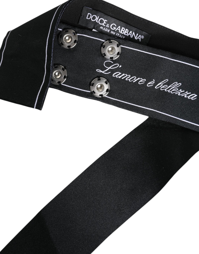 Dolce & Gabbana Black Waist Ribbon Wide Bow Logo Belt - Beyzy Store - Dolce & Gabbana