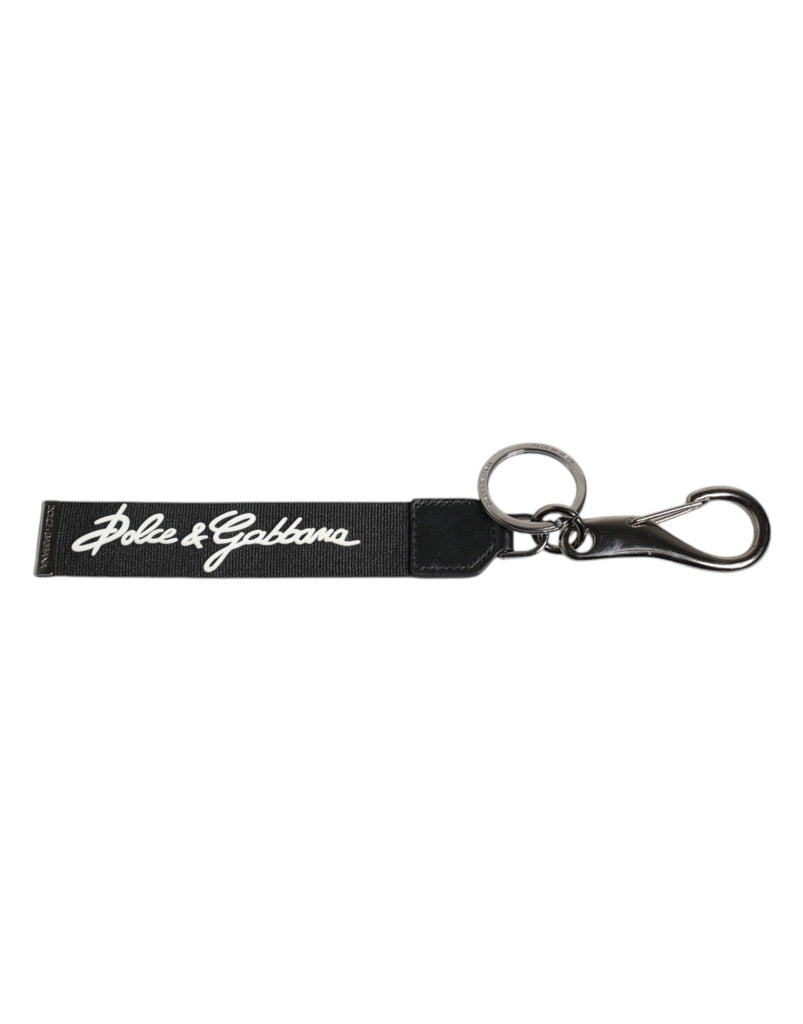 Dolce & Gabbana Black White DG Logo Silver Men Keychain Polyester Keyring - Beyzy Store - Dolce & Gabbana