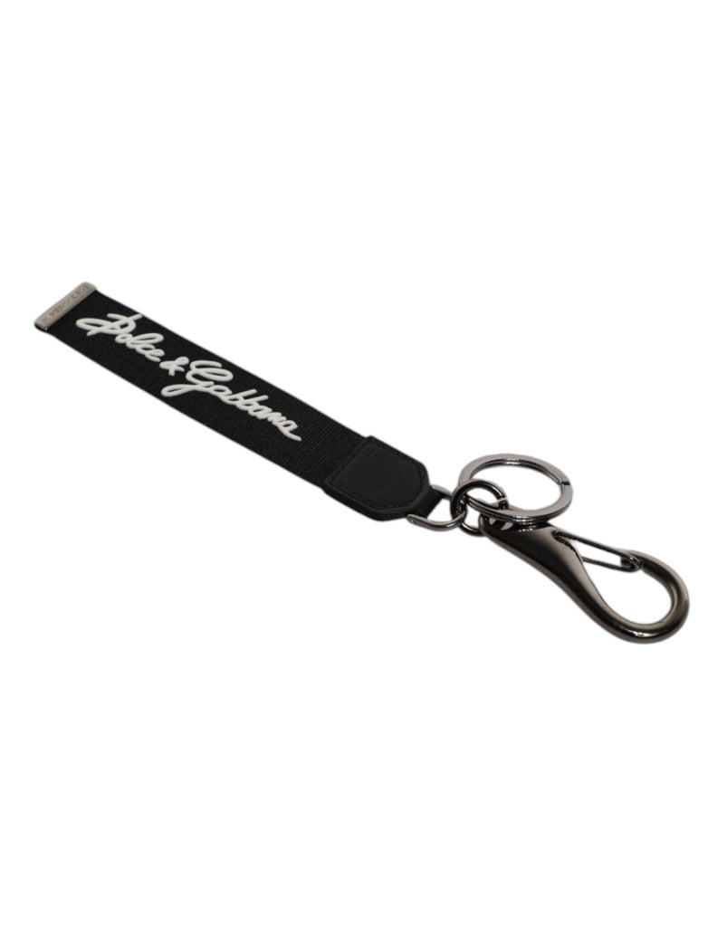Dolce & Gabbana Black White DG Logo Silver Men Keychain Polyester Keyring - Beyzy Store - Dolce & Gabbana