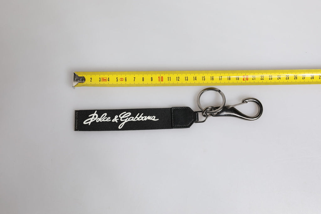 Dolce & Gabbana Black White DG Logo Silver Men Keychain Polyester Keyring - Beyzy Store - Dolce & Gabbana