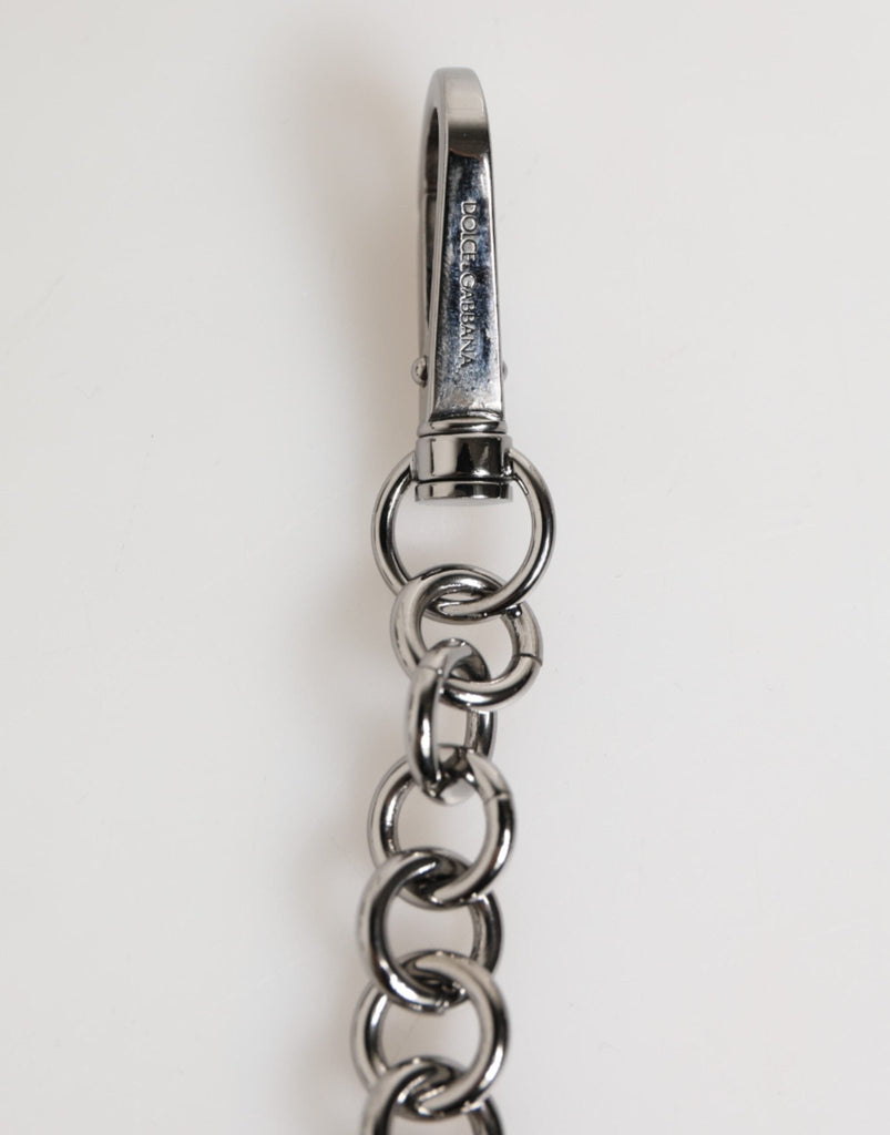 Dolce & Gabbana Black White DG Rubber Logo Silver Men Keychain Keyring - Beyzy Store - Dolce & Gabbana