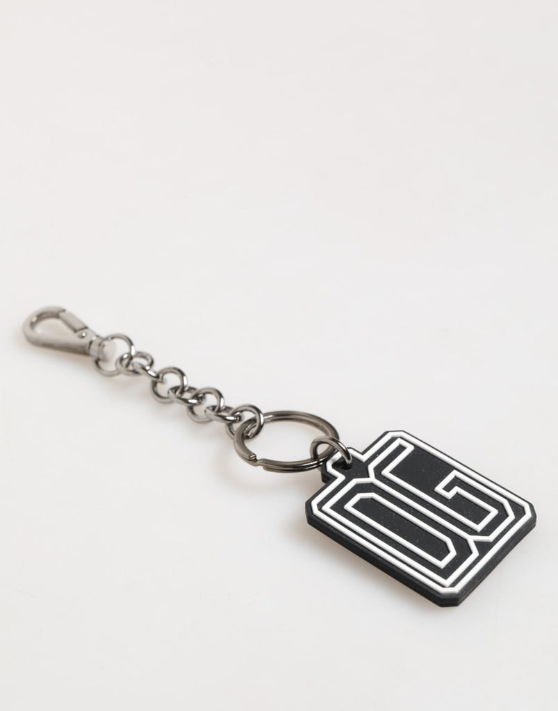 Dolce & Gabbana Black White DG Rubber Logo Silver Men Keychain Keyring - Beyzy Store - Dolce & Gabbana