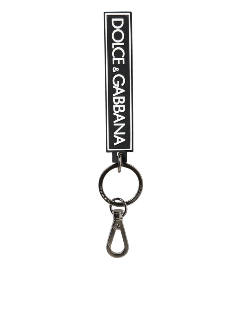 Dolce & Gabbana Black White DG Rubber Logo Silver Men's Holder Keyring - Beyzy Store - Dolce & Gabbana