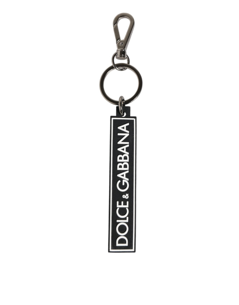 Dolce & Gabbana Black White DG Rubber Logo Silver Men's Holder Keyring - Beyzy Store - Dolce & Gabbana