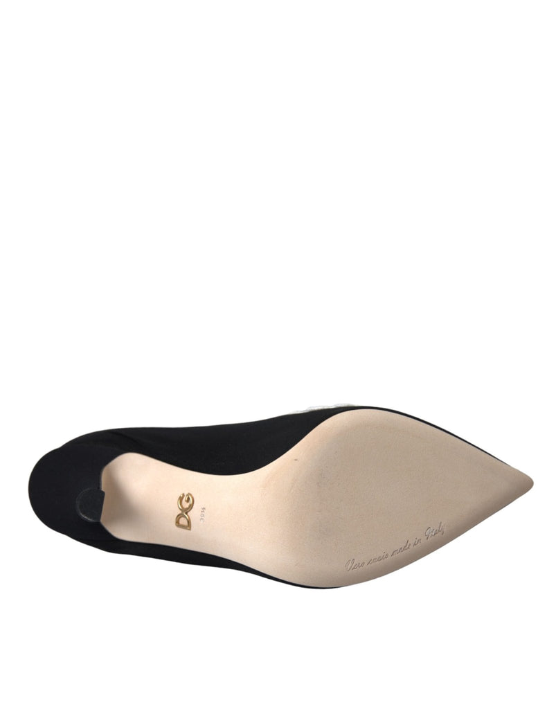 Dolce & Gabbana Black White Embroidery Slip On Boots Shoes - Beyzy Store - Dolce & Gabbana