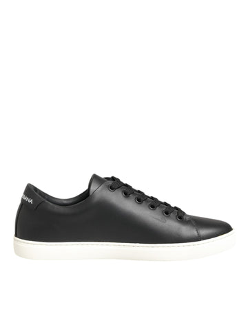 Dolce & Gabbana Black White Leather Crystal Heart Sneakers Shoes - Beyzy Store - Dolce & Gabbana