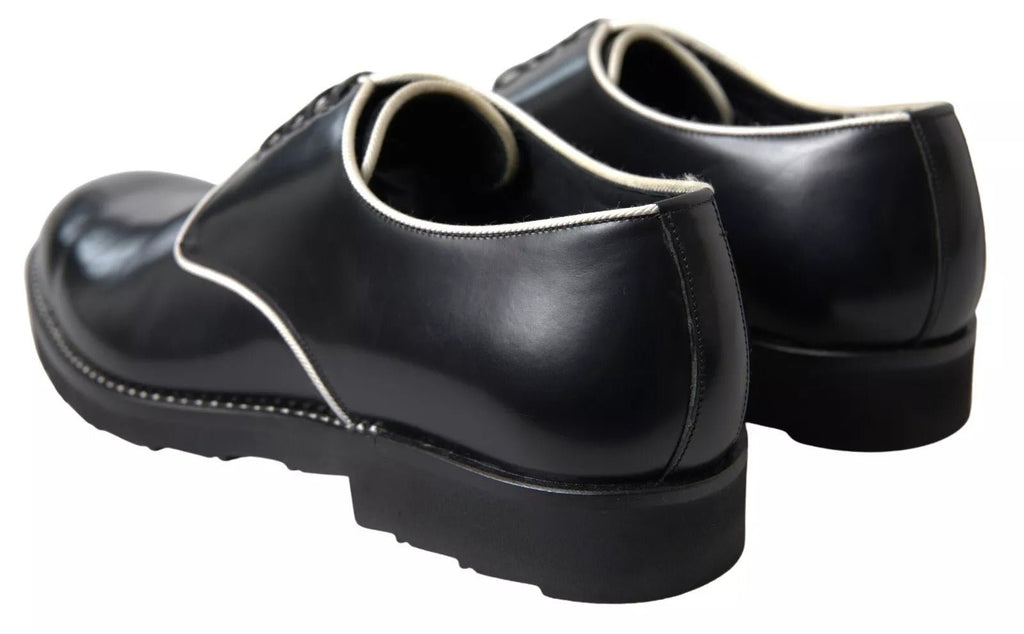 Dolce & Gabbana Black White Leather Formal Dress Shoes - Beyzy Store - Dolce & Gabbana