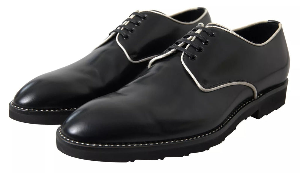 Dolce & Gabbana Black White Leather Formal Dress Shoes - Beyzy Store - Dolce & Gabbana