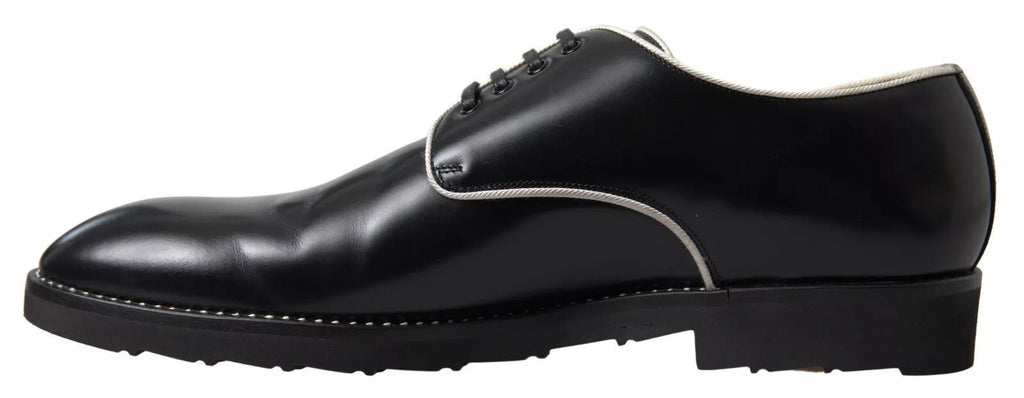 Dolce & Gabbana Black White Leather Formal Dress Shoes - Beyzy Store - Dolce & Gabbana