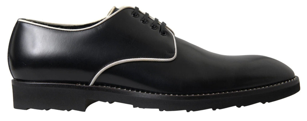 Dolce & Gabbana Black White Leather Formal Dress Shoes - Beyzy Store - Dolce & Gabbana