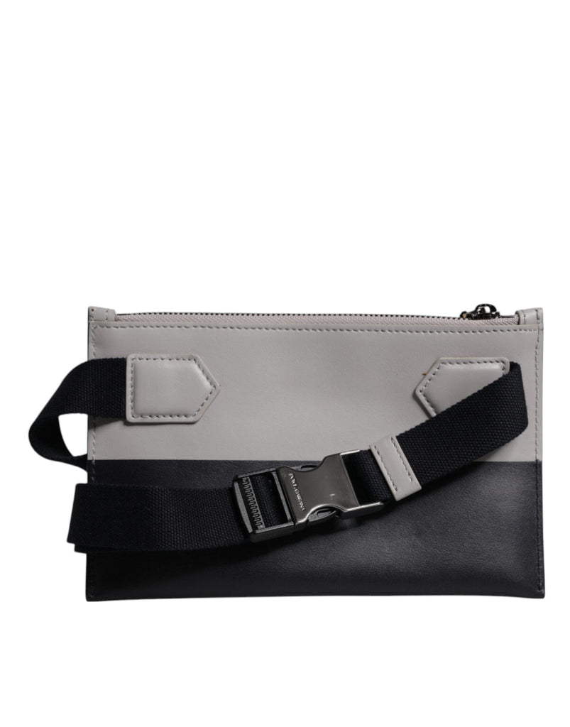 Dolce & Gabbana Black White Leather Logo Embossed Crossbody Bag - Beyzy Store - Dolce & Gabbana