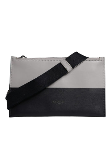 Dolce & Gabbana Black White Leather Logo Embossed Crossbody Bag - Beyzy Store - Dolce & Gabbana