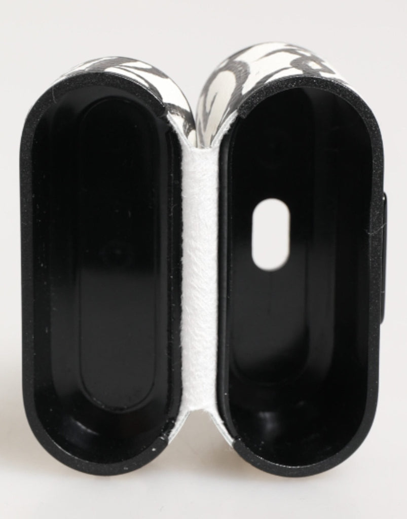 Dolce & Gabbana Black White Leather Monogram Print Logo Holder Airpods Case - Beyzy Store - Dolce & Gabbana