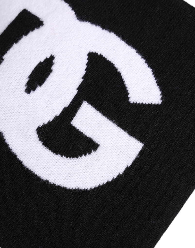 Dolce & Gabbana Black White Logo Print Knitted Neck Warmer Scarf - Beyzy Store - Dolce & Gabbana