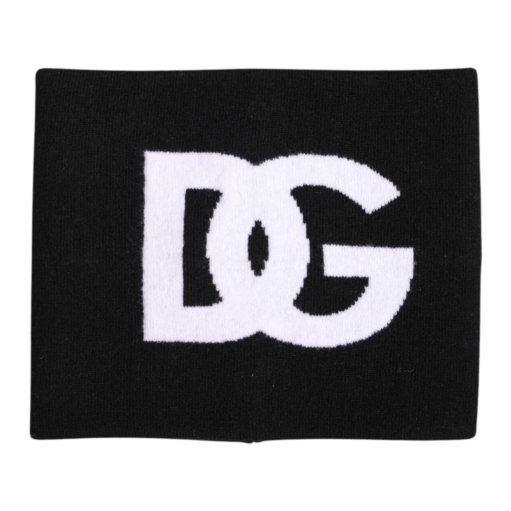 Dolce & Gabbana Black White Logo Print Knitted Neck Warmer Scarf - Beyzy Store - Dolce & Gabbana