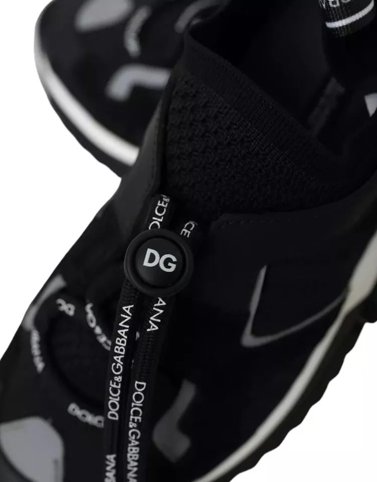 Dolce & Gabbana Black White Logo Sorrento Mens Sneakers Shoes - Beyzy Store - Dolce & Gabbana