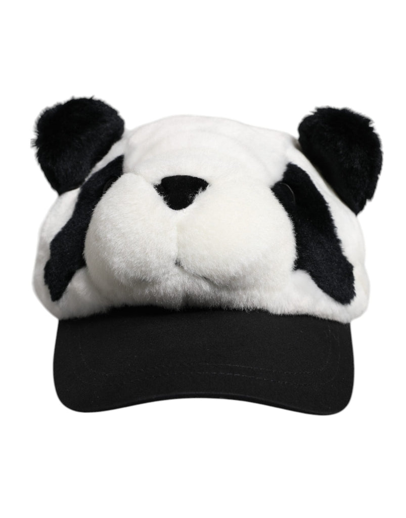 Dolce & Gabbana Black White Panda Fur Women Baseball Cap - Beyzy Store - Dolce & Gabbana