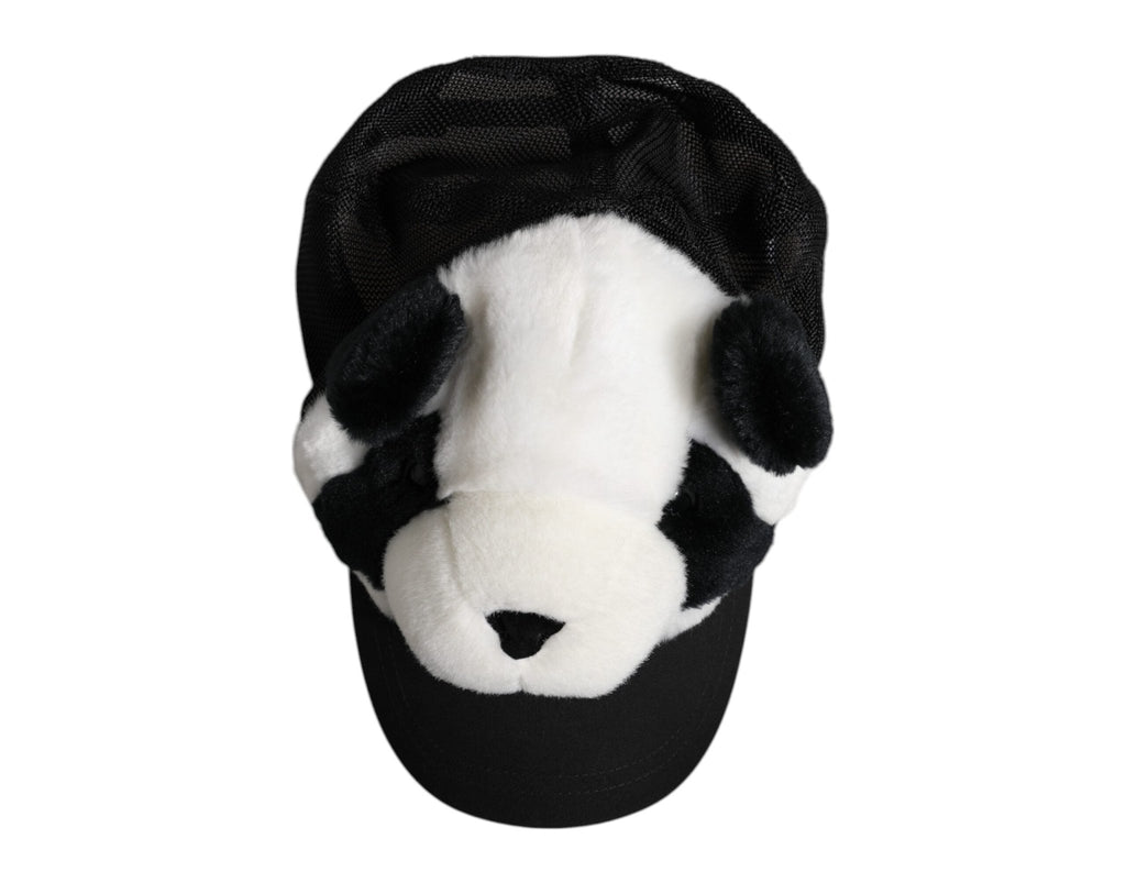 Dolce & Gabbana Black White Panda Fur Women Baseball Cap - Beyzy Store - Dolce & Gabbana