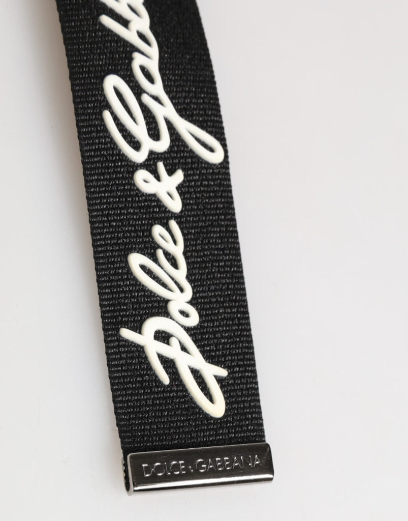 Dolce & Gabbana Black White Polyester DG Logo Silver Men Keychain Keyring - Beyzy Store - Dolce & Gabbana